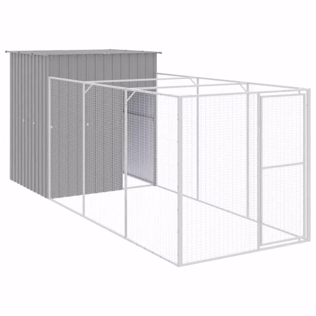 Casetta per cani vidaXL in acciaio zincato grigio chiaro, resistente alle intemperie, L/P/H: 455 x 165 x 181 cm – 2