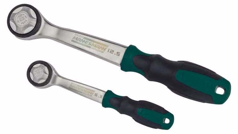 Chiave a ralla da 1/2", con dentatura fine, 168 denti, in acciaio cromo-vanadio, lunghezza 24 cm