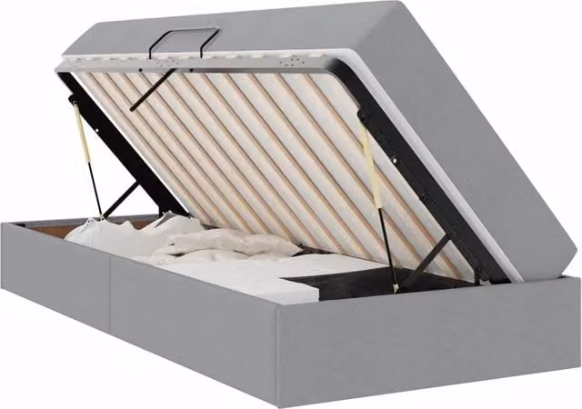 Letto singolo | Letto per adulti | Letto con contenitore e materasso Grigio chiaro 100 x 200 cm