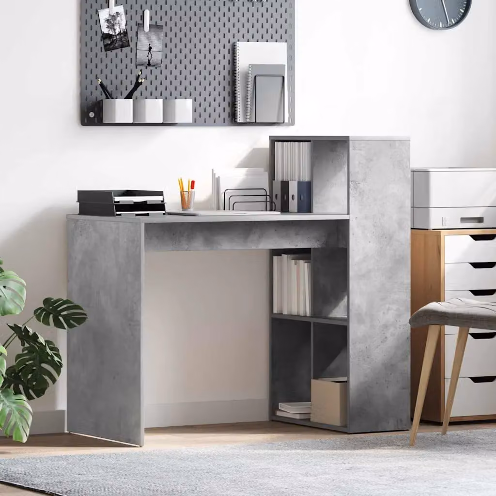 Scrivania da ufficio vidaXL in legno ingegnerizzato grigio, L: 108 cm, P: 55 cm, H: 75 cm