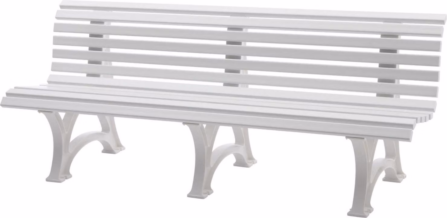 Panchina da giardino Jamaica | 4 posti | bianco | HxLxP 80x200x64cm | plastica resistente agli agenti atmosferici e ai raggi UV | panchina da parco Panchina da esterno Balcone da giardino Terrazza