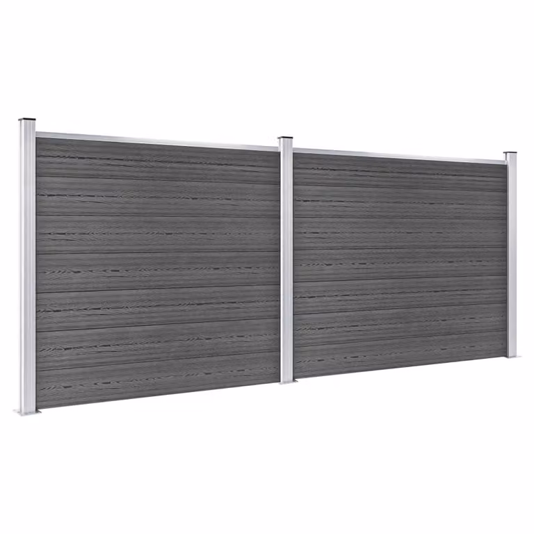 vidaXL Set di elementi per recinzione WPC 353x146 cm nero