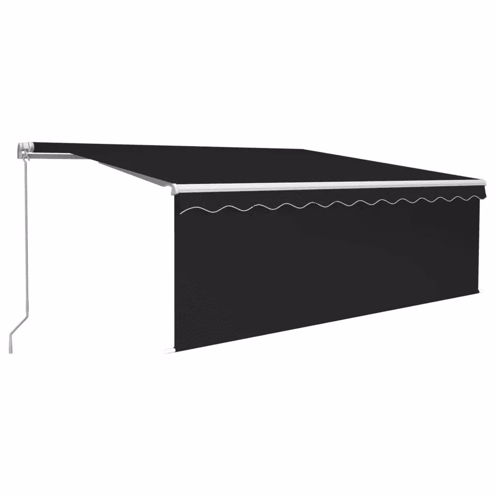 Tenda da Sole Retrattile Manuale Videx con LED in Poliestere e Alluminio, Colore Antracite e Bianco, L: 400 cm, H: 120 cm – 2