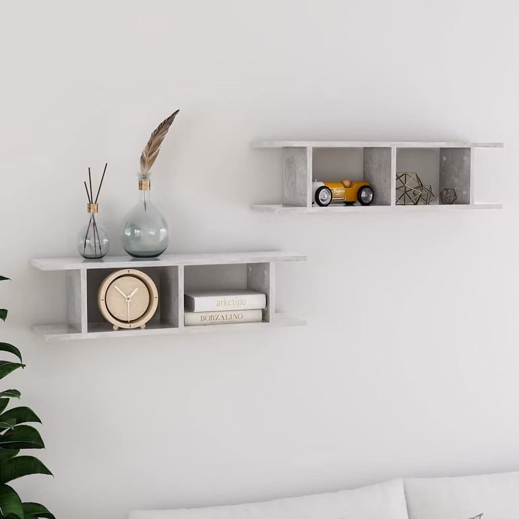 Set di 2 mensole a parete vidaXL in legno grigio opaco L: 75 cm, P: 20 cm, H: 18 cm