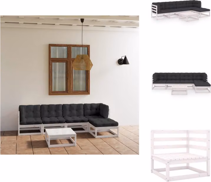 vidaXL Set di 6 pezzi da giardino con cuscini in pino massiccio - Set di mobili da giardino
