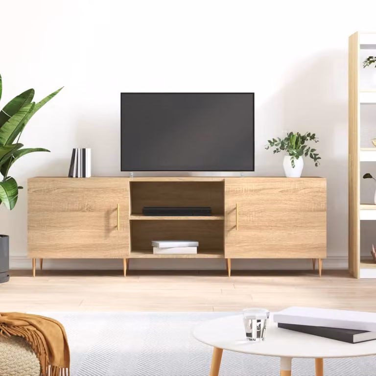 Mobile Porta TV vidaXL Rovere Sonoma in Legno e Metallo, L 150 x P 30 x H 50 cm