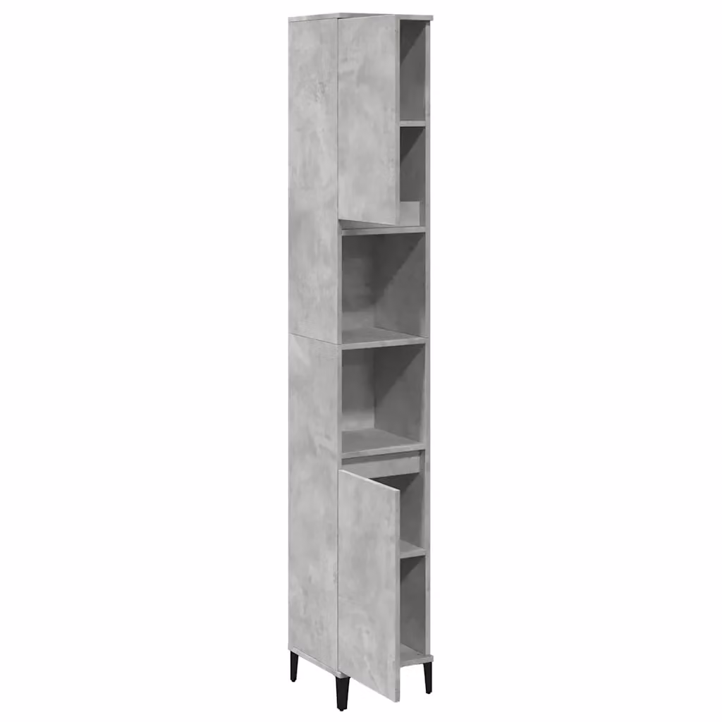 Mobile bagno industriale HELLOSHOP26 in legno grigio cemento con ante a battente e ripiani interni, sospeso, L/P/H: 30 x 30 x 190 cm – 2