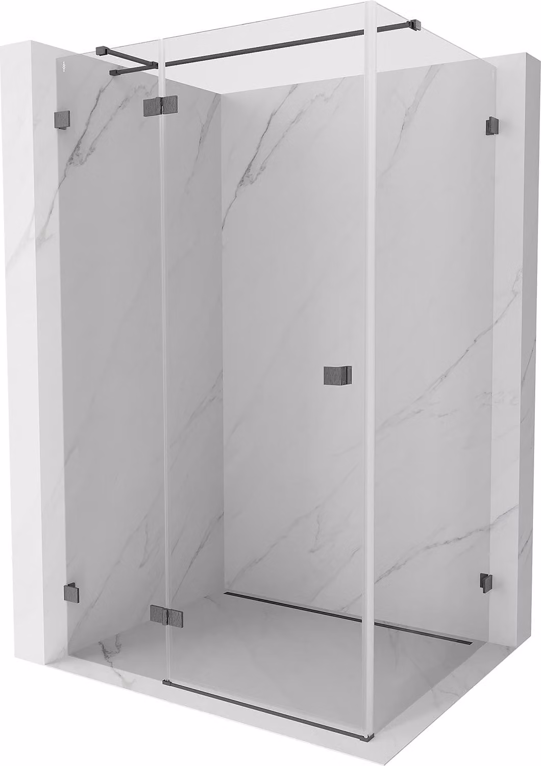 Mexen Lunar T cabina doccia apribile a sinistra 135 x 110 cm, trasparente, grigio canna di fucile spazzolato