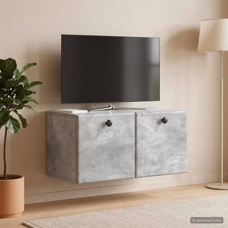 vidaXL Mobile Porta TV da Muro Moderno Grigio, L: 59,5 cm, P: 31 cm, H: 30 cm