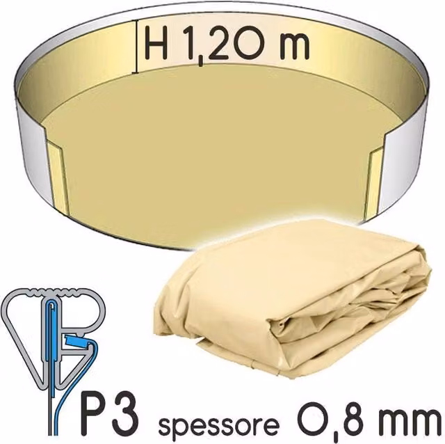 Liner per piscina circolare Zodiac in PVC colore sabbia e azzurro con attacco P3, Spessore: 0,80 mm, L: 360 cm, H: 120 cm