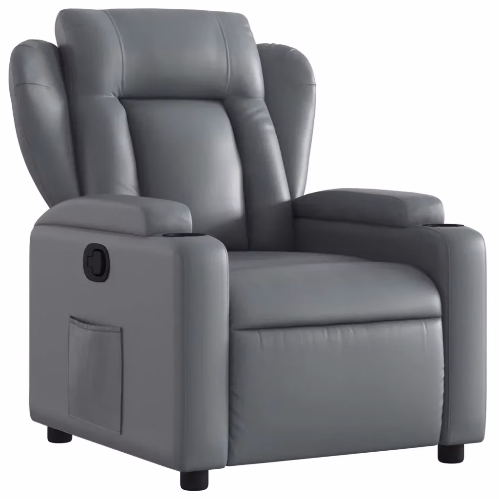 Poltrona Reclinabile Relax vidaXL in Similpelle Grigia con Braccioli e Regolazione Manuale – 2