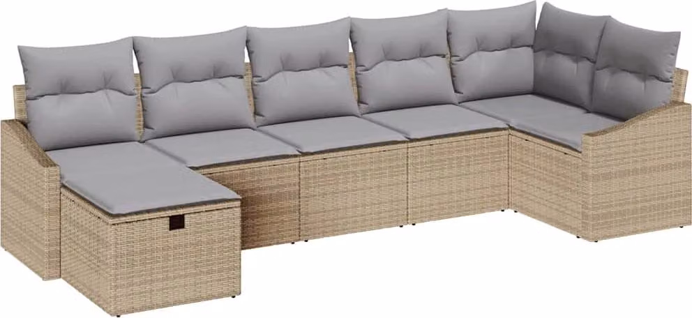 Set di divani con cuscino con archiviazione Beige polyrattan