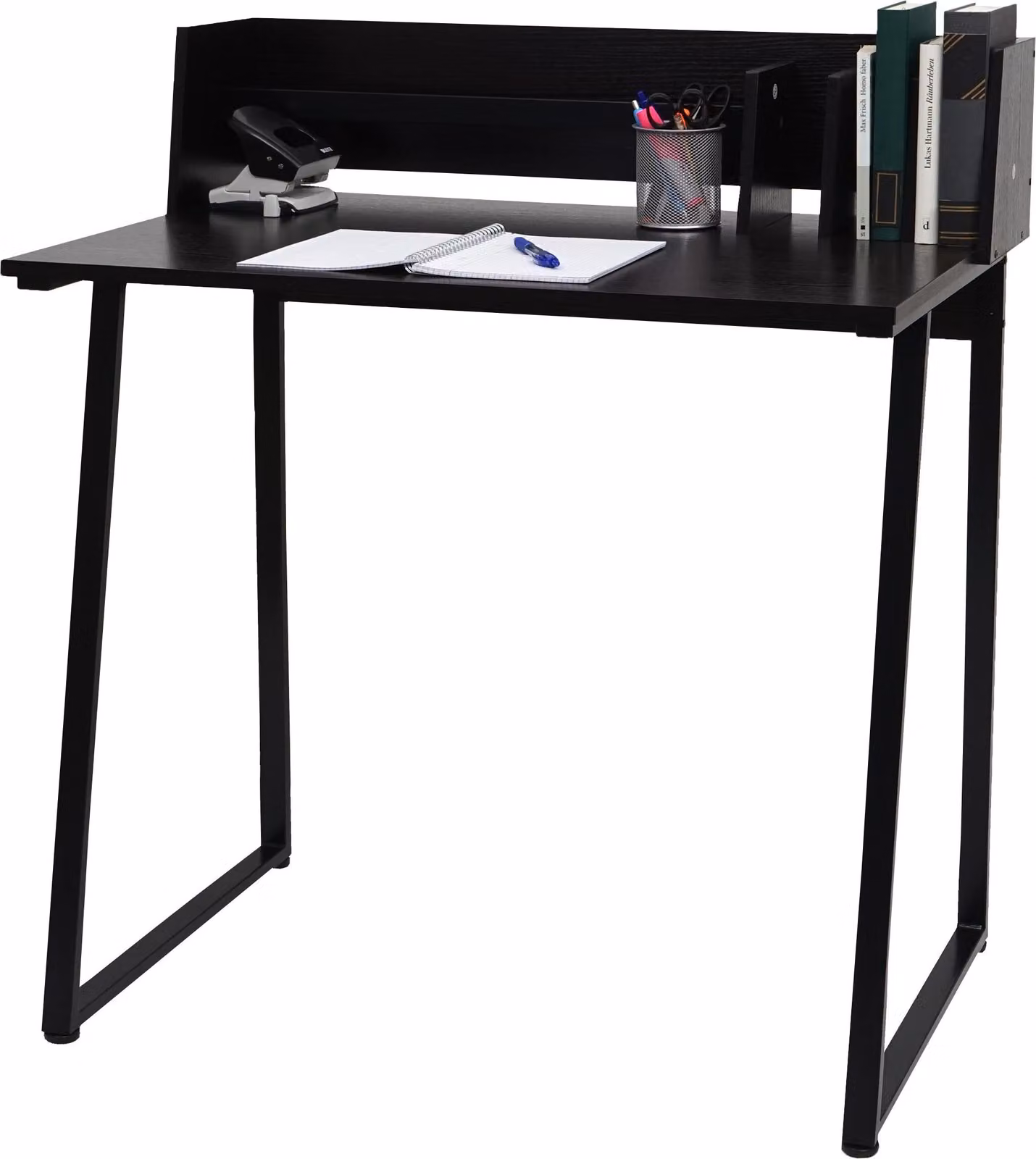 Scrivania HWC-K69, scrivania per computer portatile, 82x51cm Struttura 3D, metallo MDF ~ nero