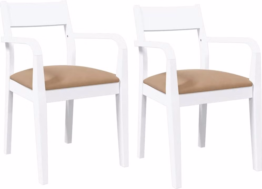 Sedie da Pranzo con Cuscini 2 pz Bianco Legno Massello di Hevea