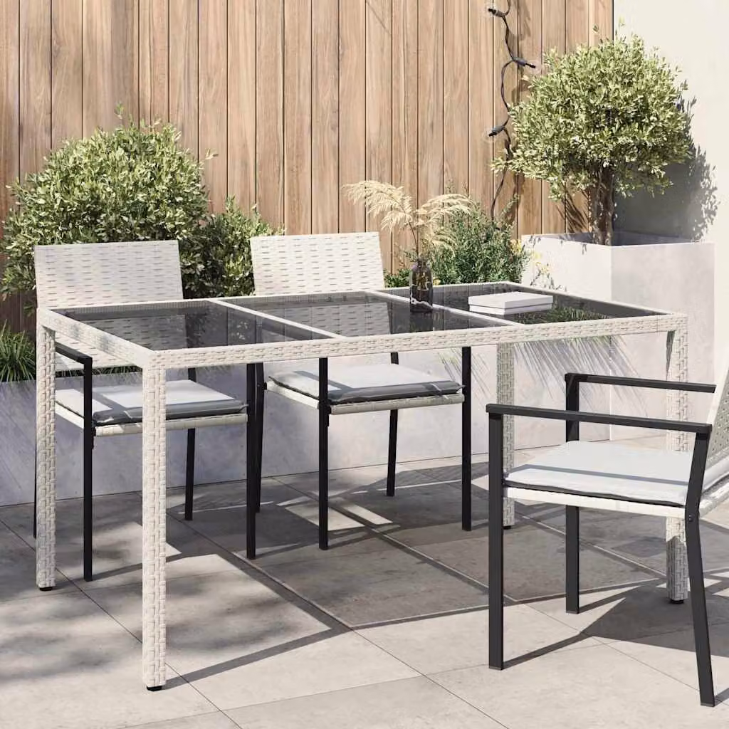 vidaXL Tavolo da giardino rettangolare in polyrattan bianco L 150 cm x P 90 cm x H 75 cm