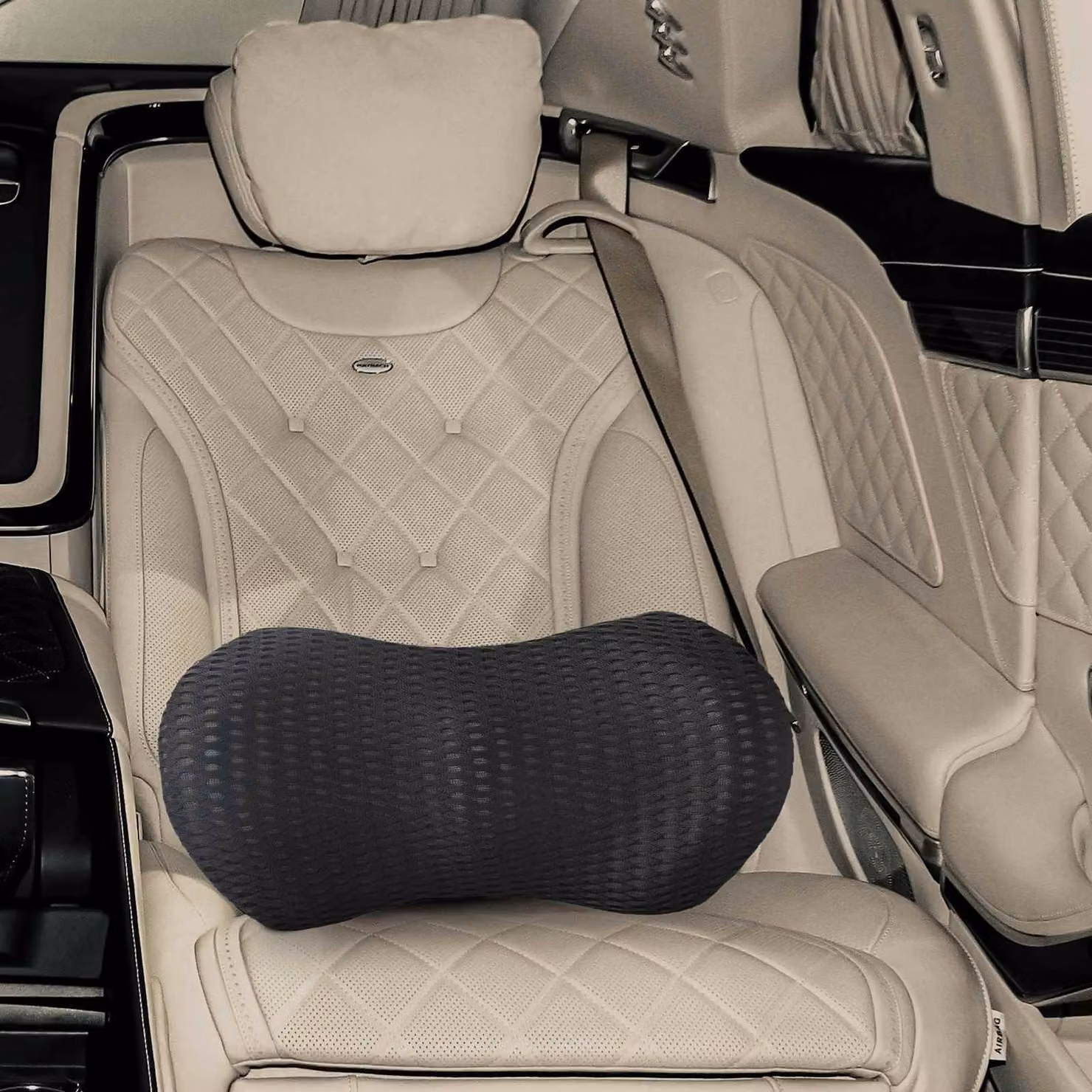 vidaXL Cuscino lombare in memory foam nero con rivestimento rimovibile e traspirante L 46 x P 24 x H 11 cm