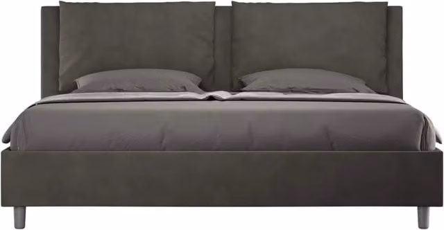 Letto matrimoniale king size Antea imbottito in microfibra grigio L/P: 170 x 200 cm