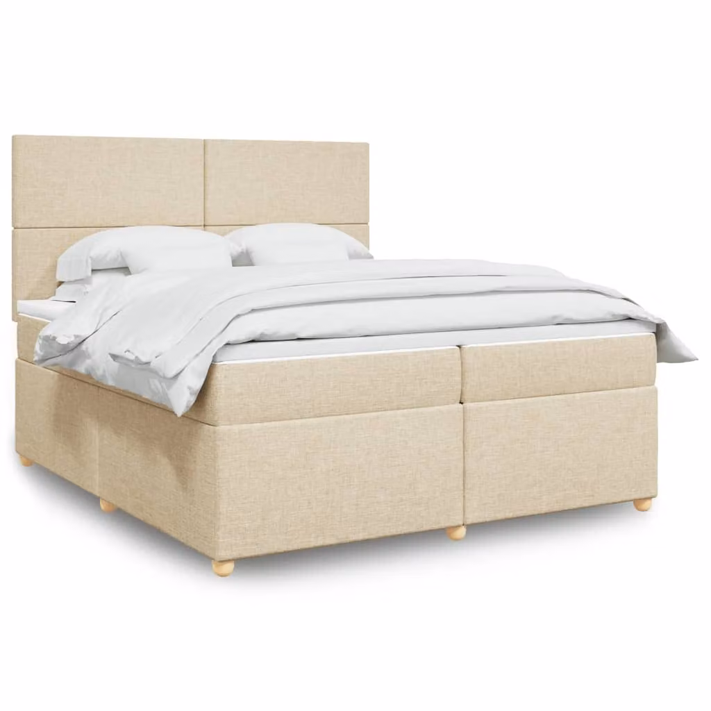Maison Exclusive - Giroletto a Molle con Materasso Crema 200x200 cm in Tessuto