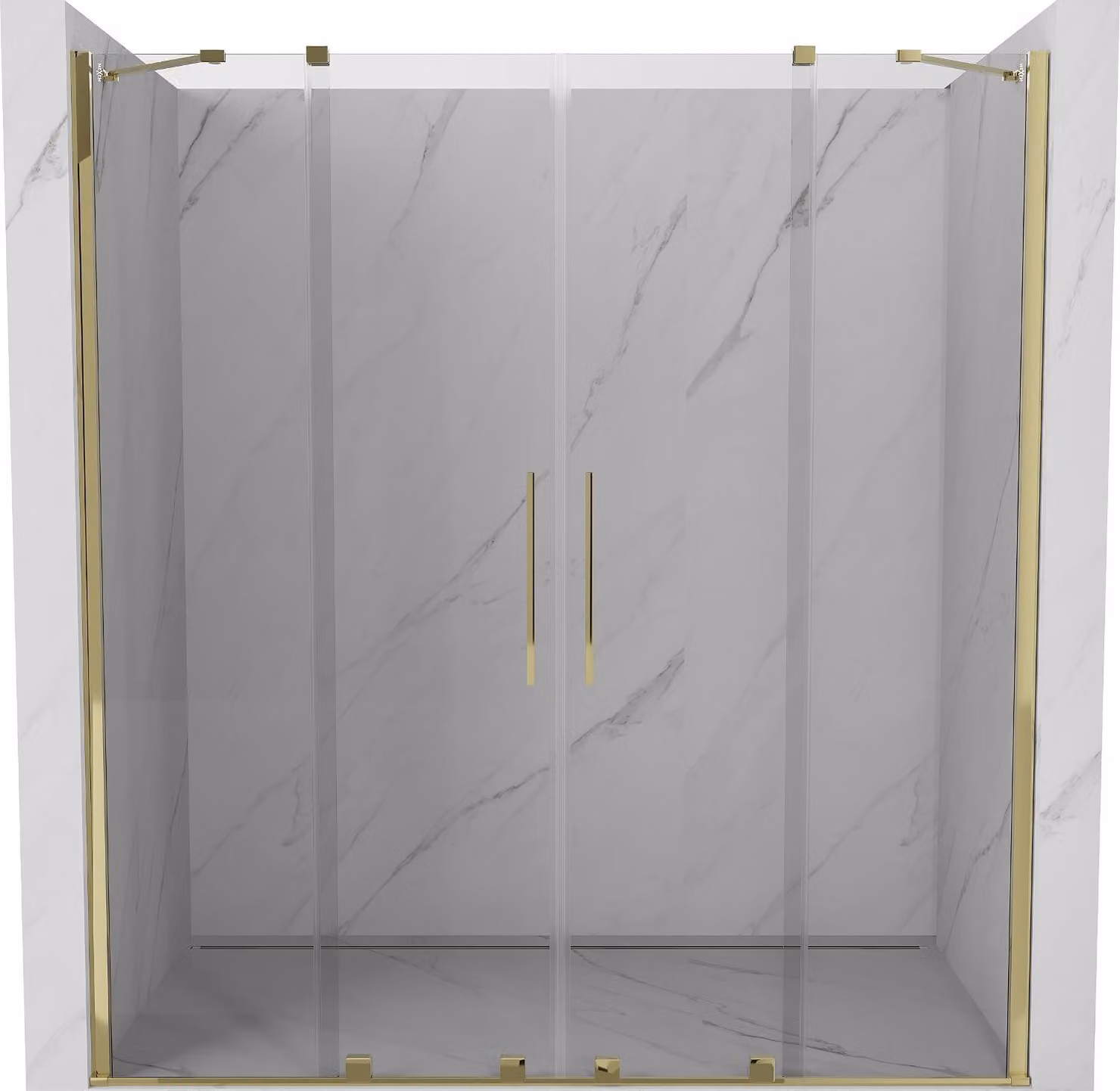 Mexen Velar Duo porte doccia scorrevoli 200 cm, trasparenti, dorate - 871-200-000-02-50