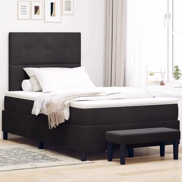 Letto moderno con testiera in velluto nero vidaXL L/P: 120 x 200 cm – 1