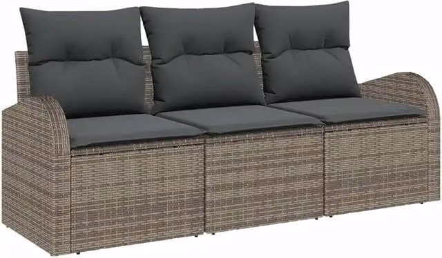 Set Divano da Giardino | Set Salotto da Giardino Grigio polyrattan
