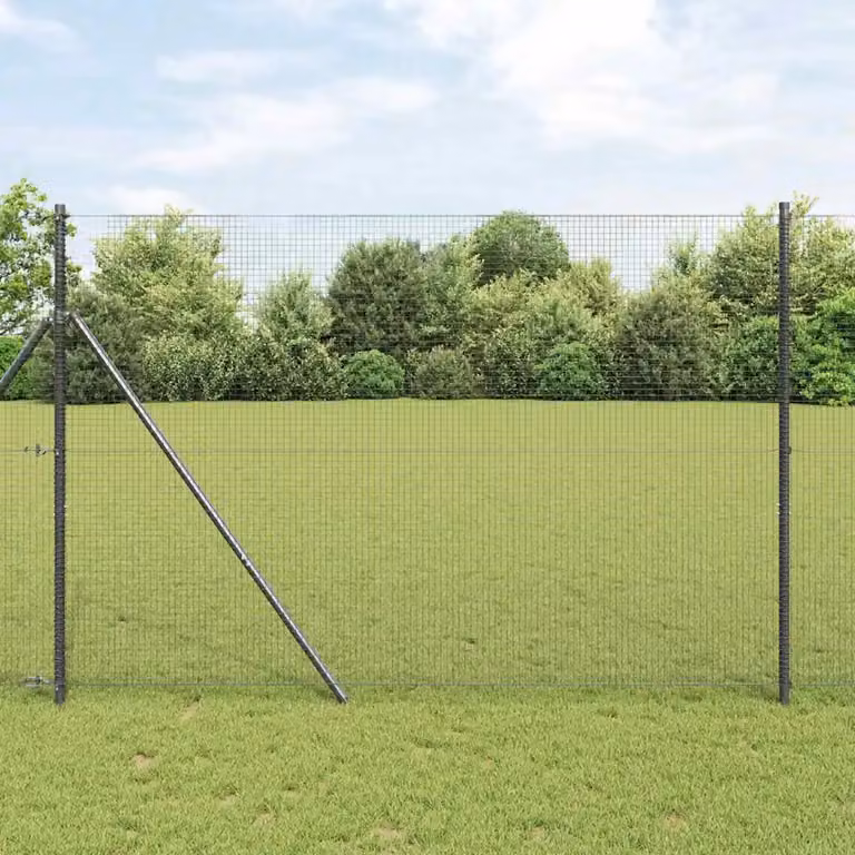 Recinzione a rete saldata da fissare a terra vidaXL in acciaio rivestito in PVC, Grigio, L: 1,4 m, H: 50 cm