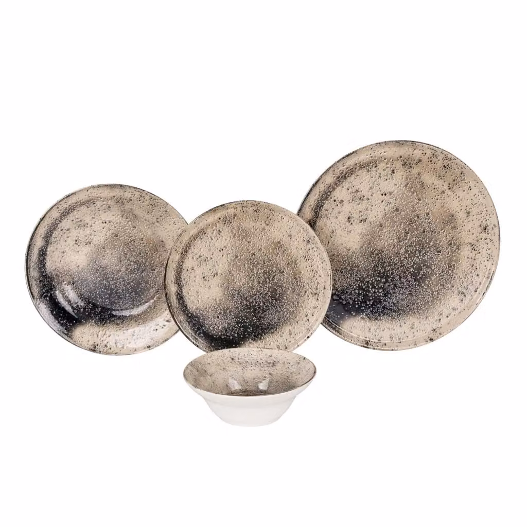 Servizio piatti DMORA in ceramica per adulti, set da 24 pezzi, marrone e beige – 2