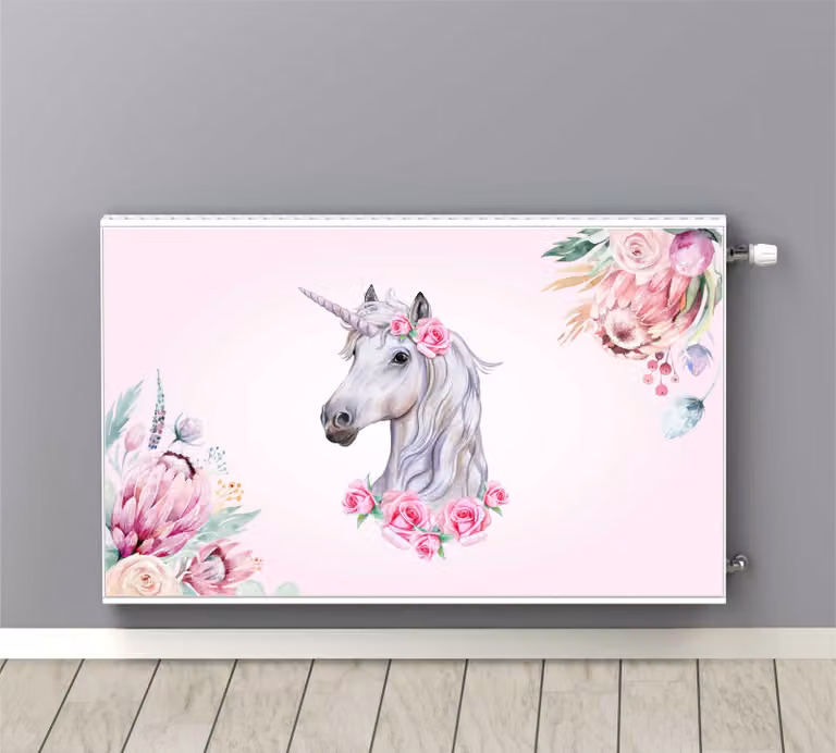 Copritermosifone magnetico Pad Cavallo Unicorno 60x100 Rosa Decorazione per la camera dei bambini per ragazze Copritermosifone magnetico
