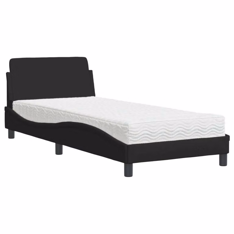 Letto con Materasso Dover Nero 90x200 cm in Tessuto