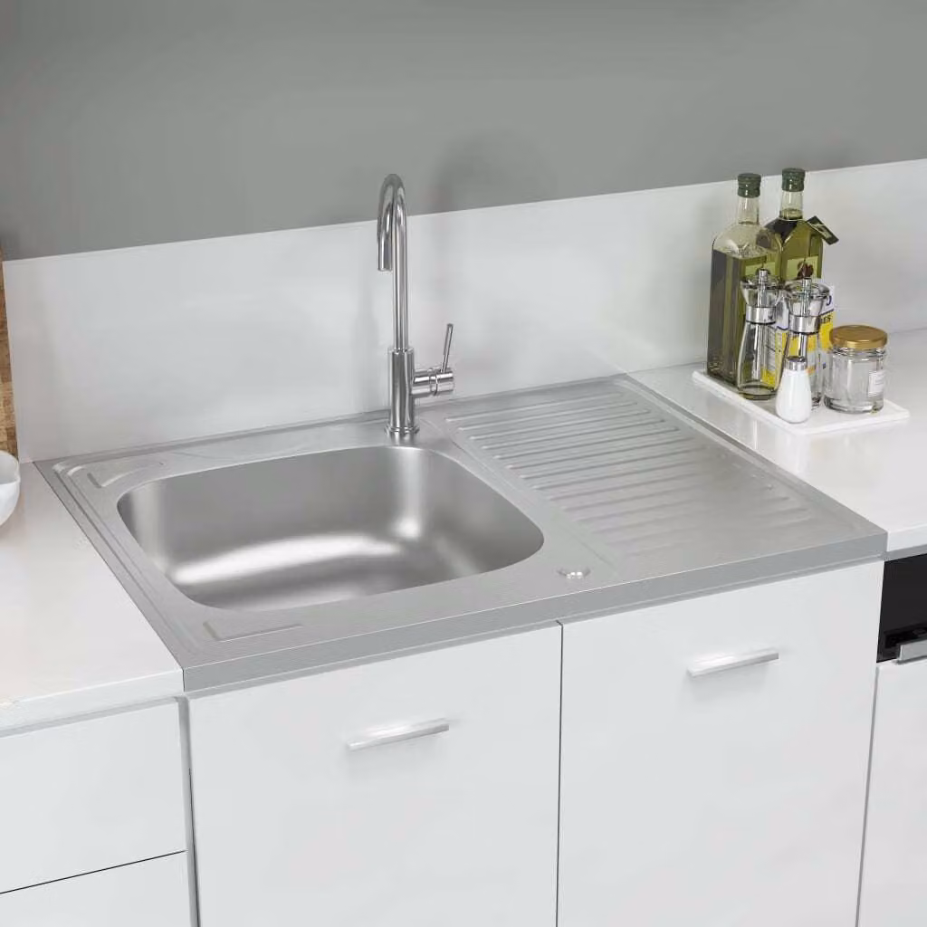 The Living Store Set lavello e scolapiatti argento 800x600x155 mm in acciaio inox