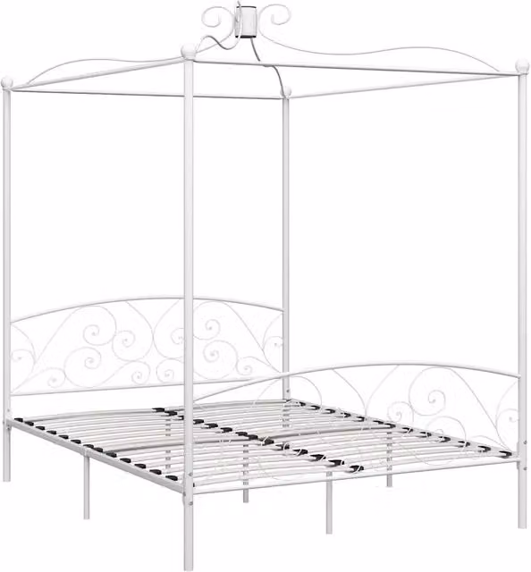Letto a Baldacchino Bianco in Metallo 180x200 cm 284473