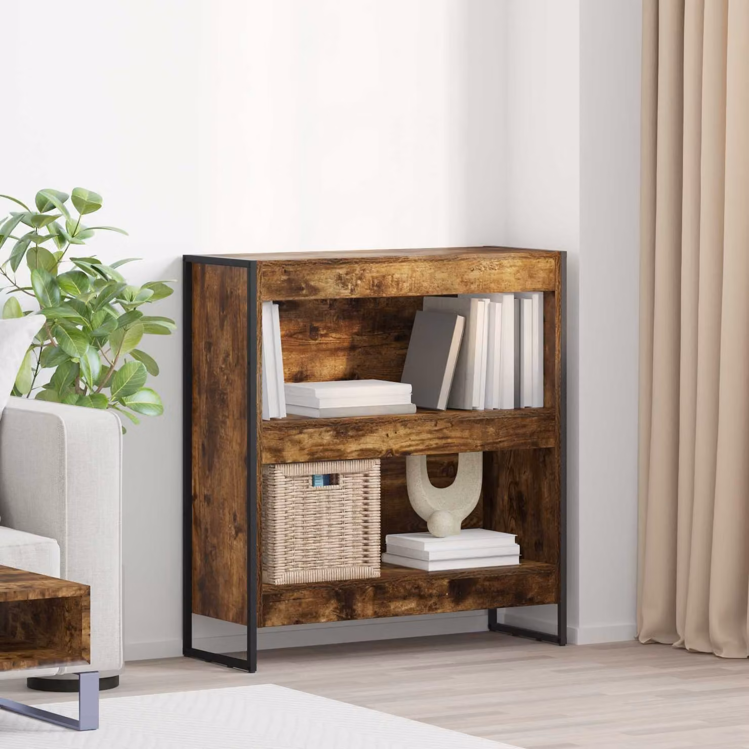 vidaXL Armadio per Libri in Stile Industrial Marrone L: 80 cm, P: 30 cm, H: 86,5 cm