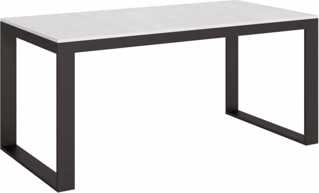 Tavolo allungabile moderno Itamoby rettangolare con telaio antracite e piano bianco frassino L: 90 cm, P: 180-440 cm