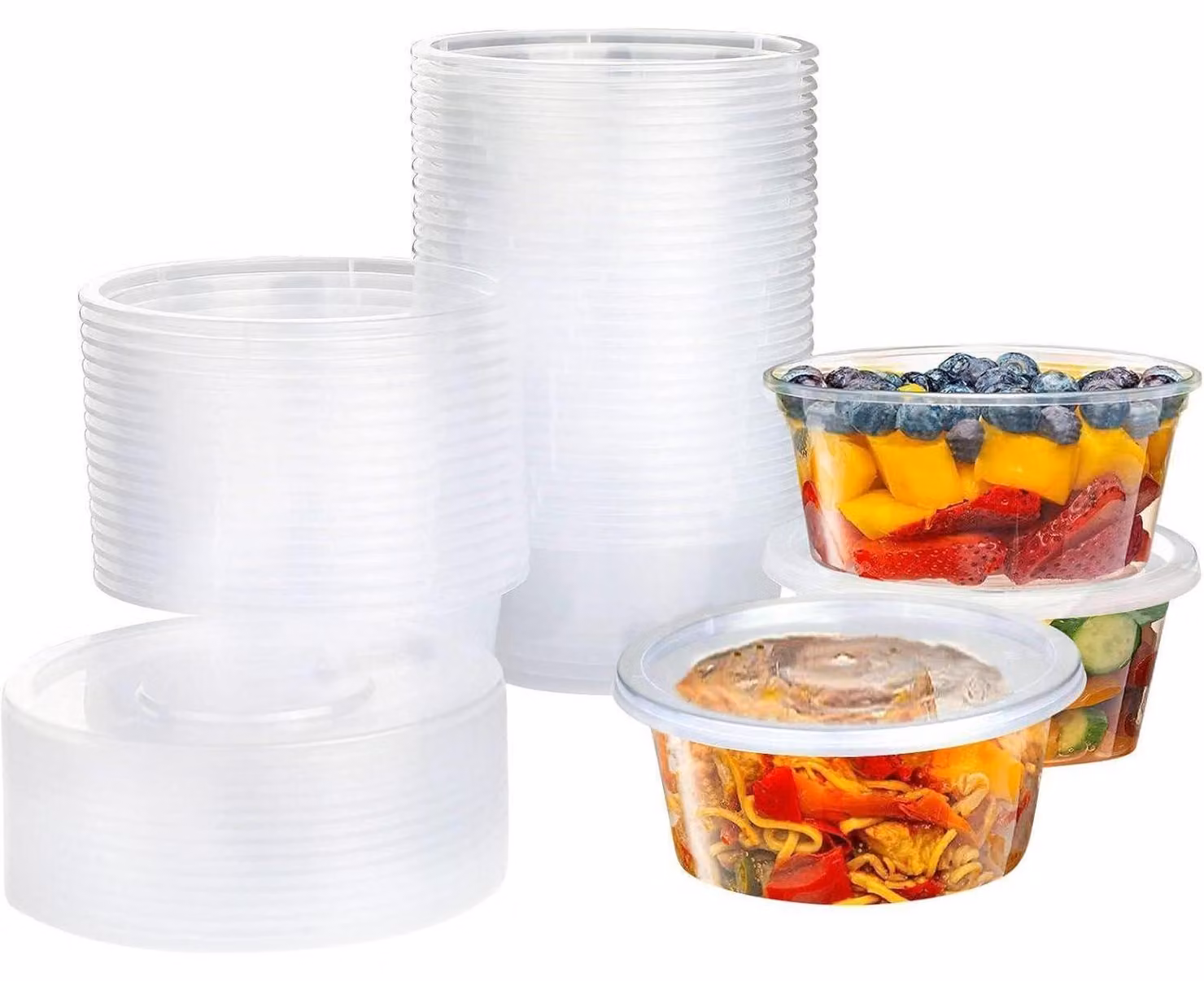Contenitori per alimenti con coperchio, 50 pezzi, capacità 280 ml, adatti al microonde, a prova di perdite