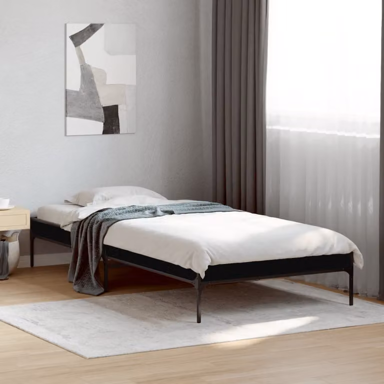 vidaXL Giroletto Nero in Legno Multistrato e Metallo L: 100 cm, P: 200 cm