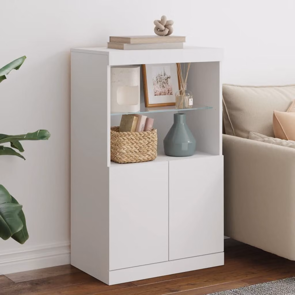 Credenza moderna vidaXL con luci LED bianca L: 60,5 cm, P: 37 cm, H: 100 cm