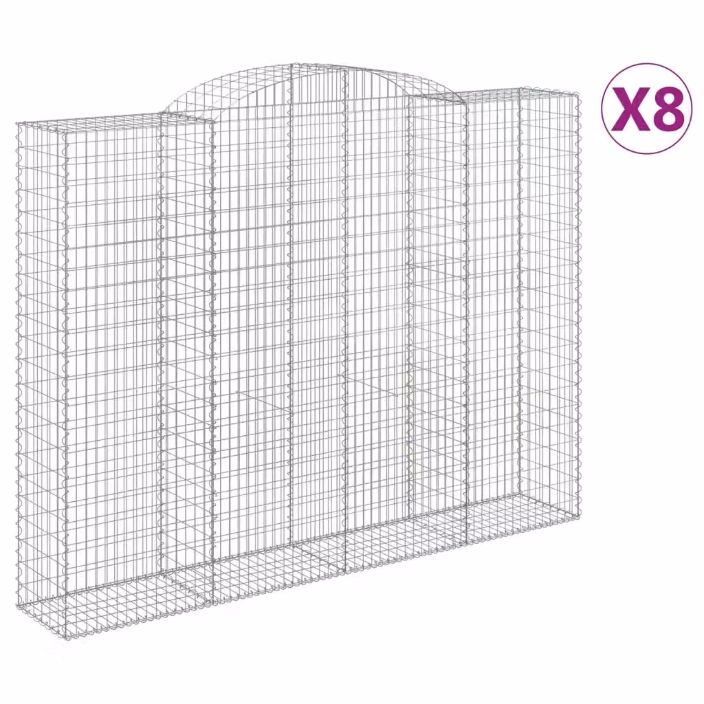 Set di 8 Cesti Gabbioni ad Arco Videx in Acciaio Zincato Argento L: 300 cm, P: 50 cm, H: 220/240 cm – 2