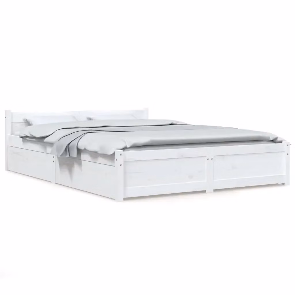 vidaXL Giroletto in legno di pino con cassetti Bianco L/P/H: 150 x 200 x 155,5 cm – 2