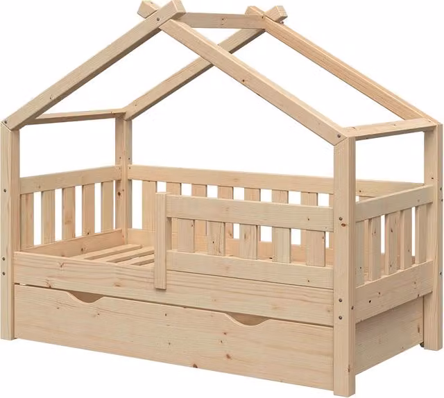 Letto montessori bambini Design Legno 70x140 cm con cassetto Vitalispa