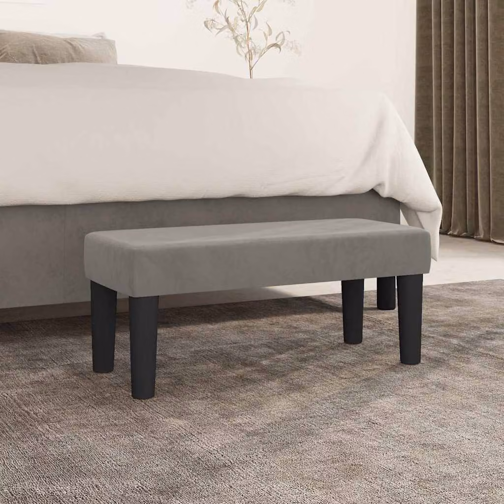 Panca moderna vidaXL in velluto grigio L: 70 cm, P: 30 cm, H: 30 cm