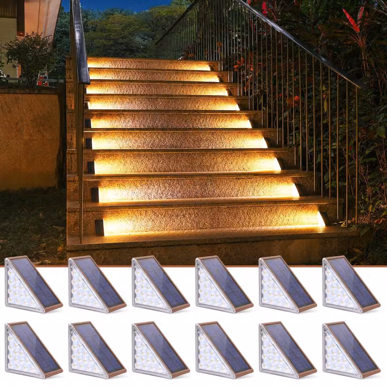 Illuminazione da esterno a incasso, 12 luci LED bianco caldo, grado di protezione IP67 (resistente all'acqua)
