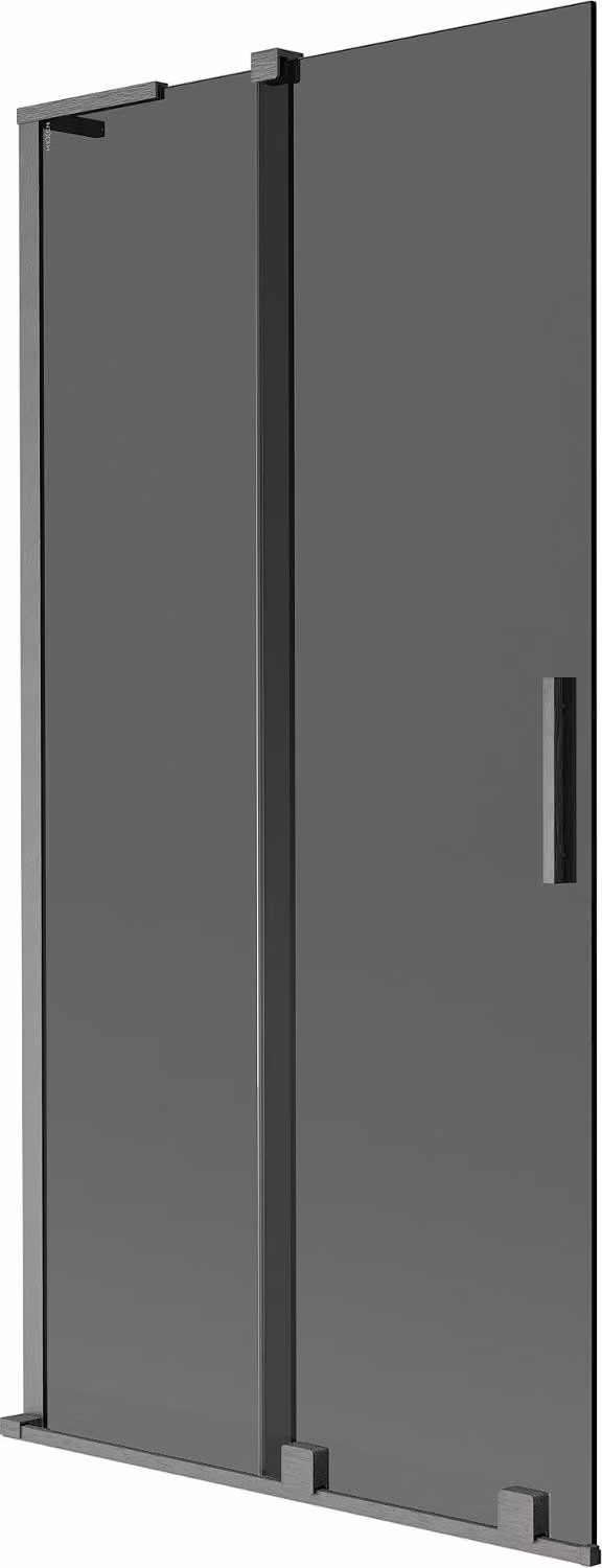 Mexen Velar L paratia da bagno a 2 ante scorrevole 90 x 150 cm, grafite, grigio canna di fucile spazzolato - 896-090-003-41-66