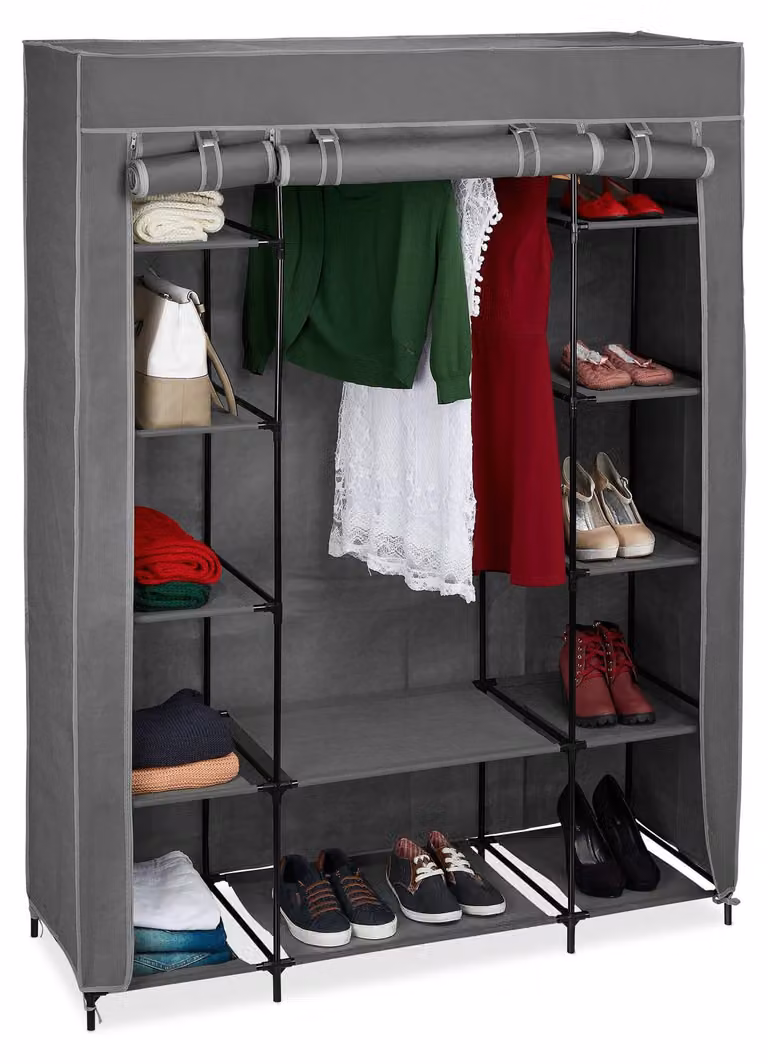 Armadio imbottito, dimensioni 175x135x45 cm, 12 scomparti, colore antracite