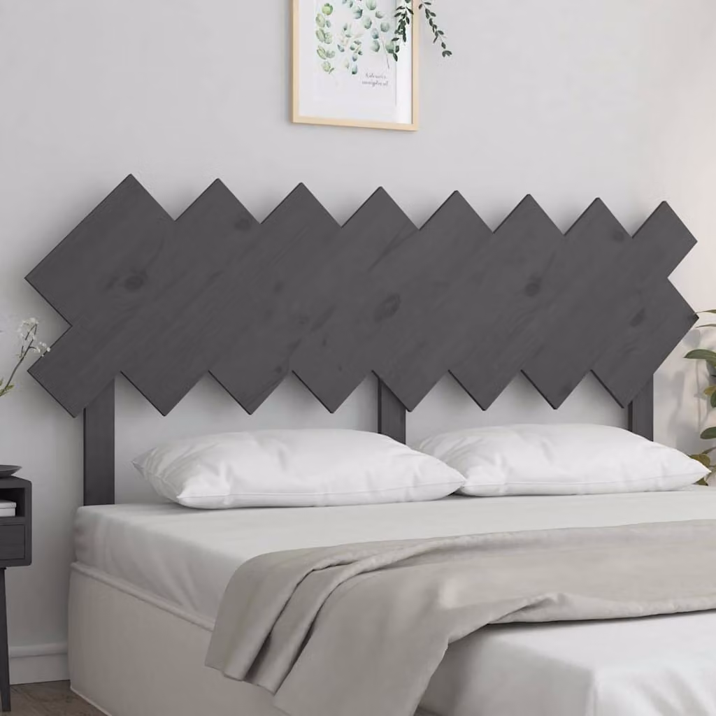 Testiera per letto vidaXL in legno massello di pino, colore grigio, L: 159,5 cm, P: 3 cm, H: 80,5 cm