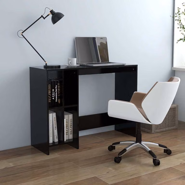 Scrivania per computer moderna vidaXL in legno e MDF nera L 102,5 cm x P 35 cm x H 75 cm