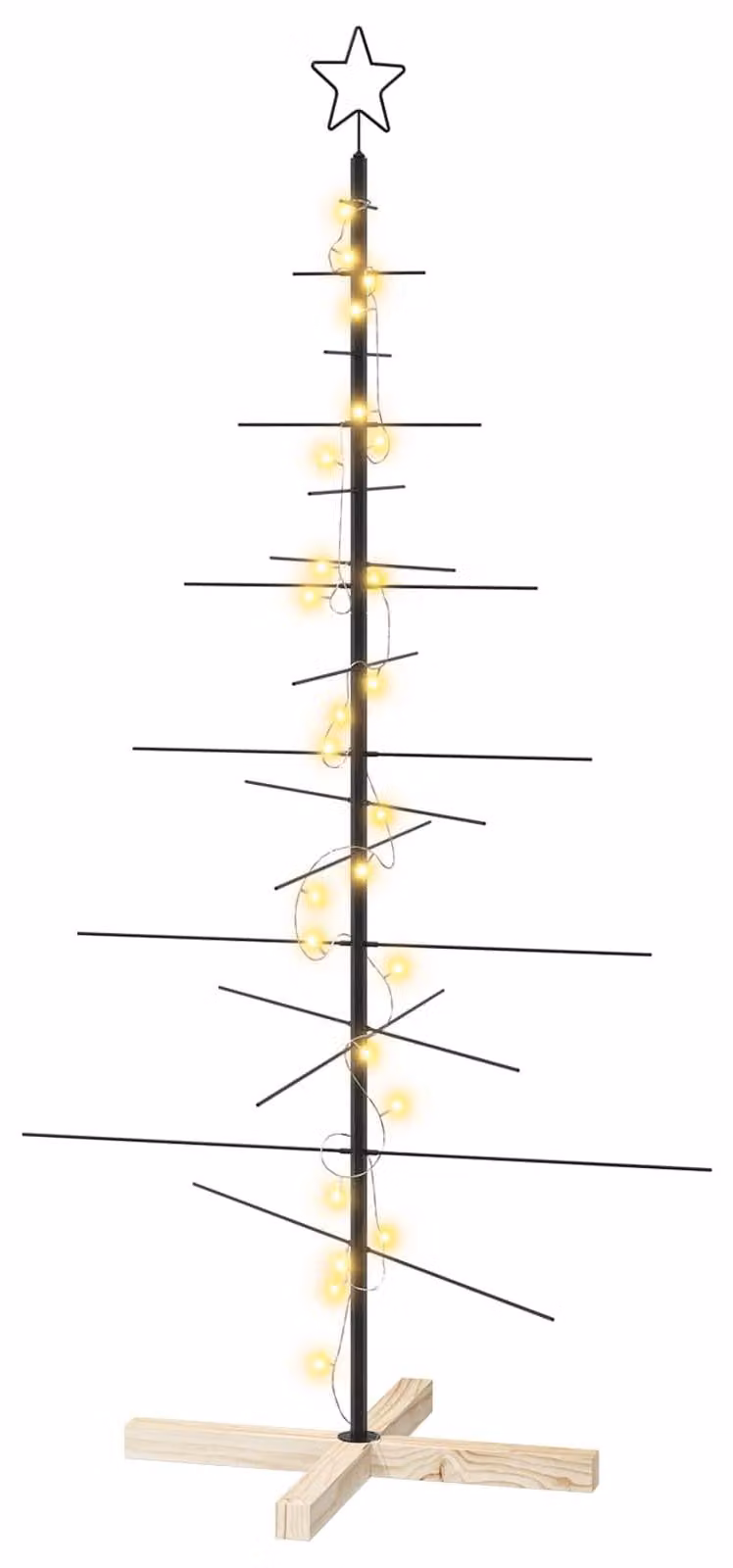 Albero di Natale in metallo con base, modello KUOPIO, 150 cm, luci bianche calde