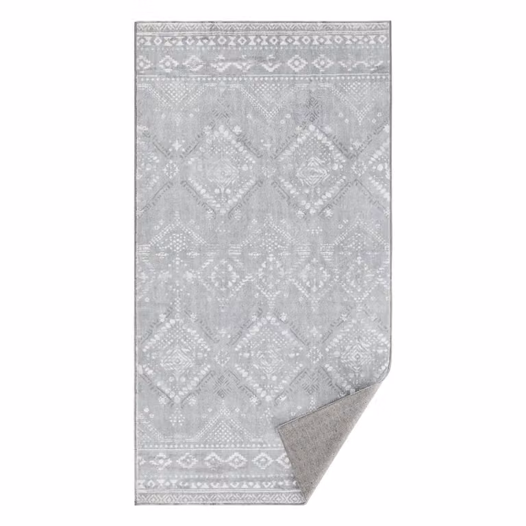 Tappeto boho antiscivolo lavabile per soggiorno e camera, 80 x 150 cm / Grigio Chiaro