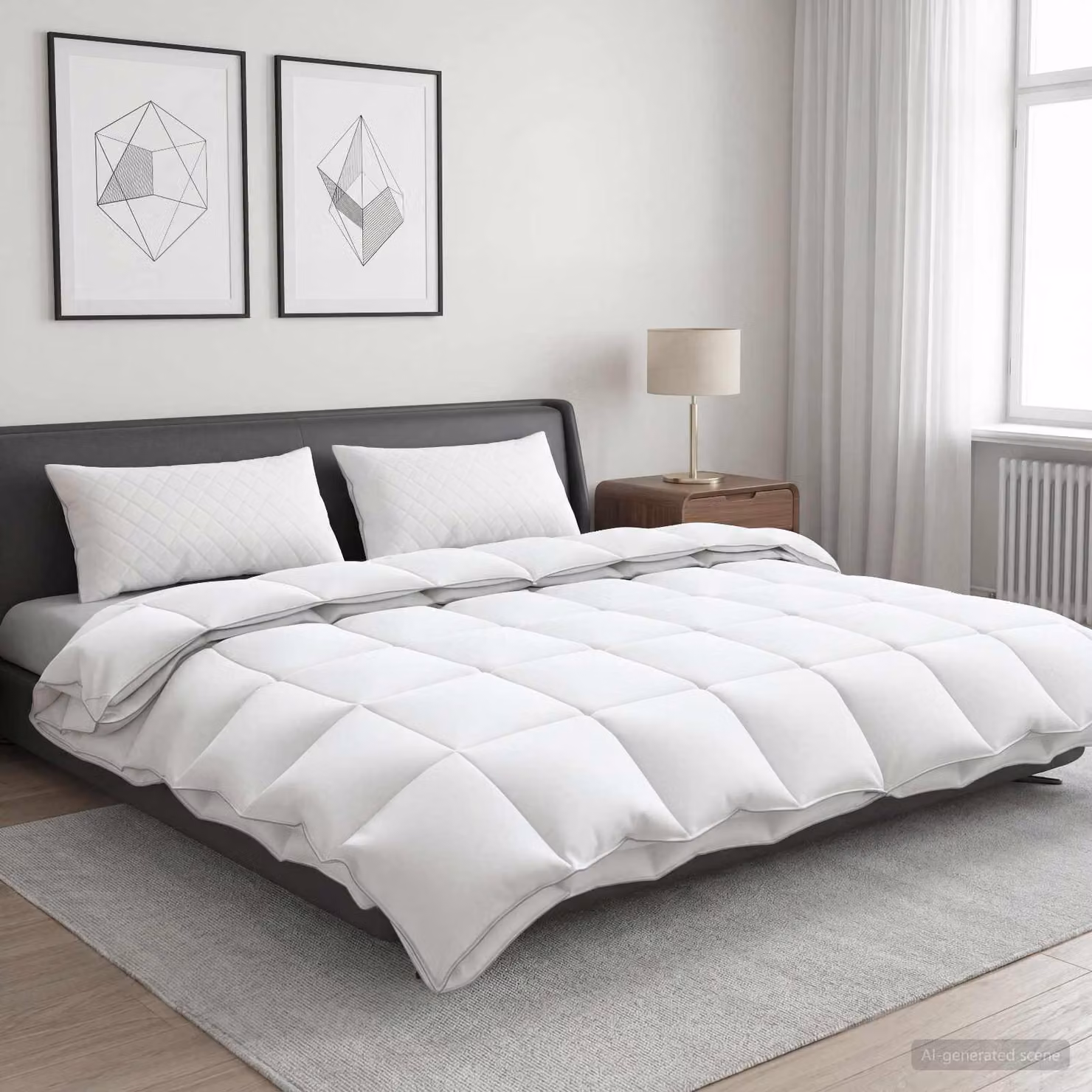 Piumone 4 stagioni vidaXL FULDA bianco, 200 x 200 cm, 310 GSM, 90% piuma d'oca e cotone