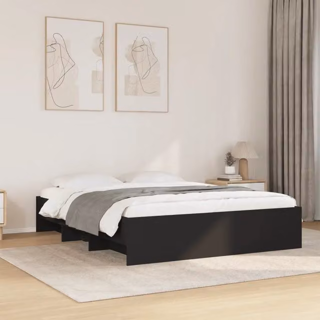 Giroletto-Struttura Letto Nero 150x200 cm in Legno Multistrato 997322