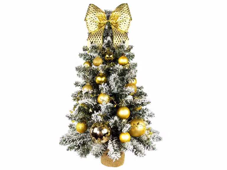Albero di Natale artificiale decorato NATALE D'ORO 60 cm con illuminazione a LED IN VASO